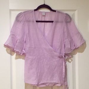 Sheer wrap front waist tie top -size S - NWT